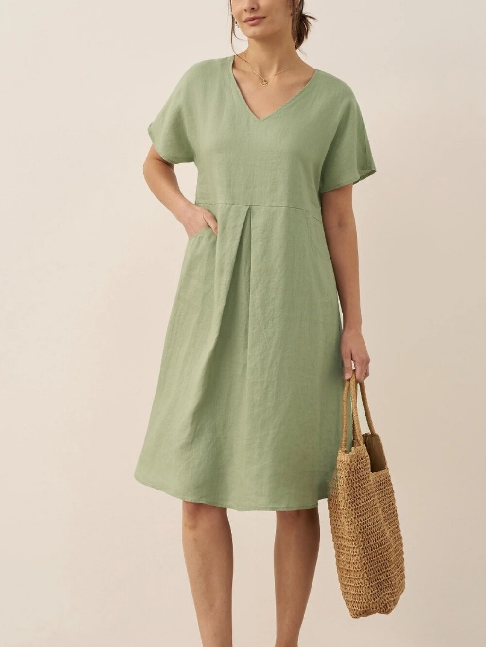 NWT LINTICO Ainsley Swing Dress Tarragon Green